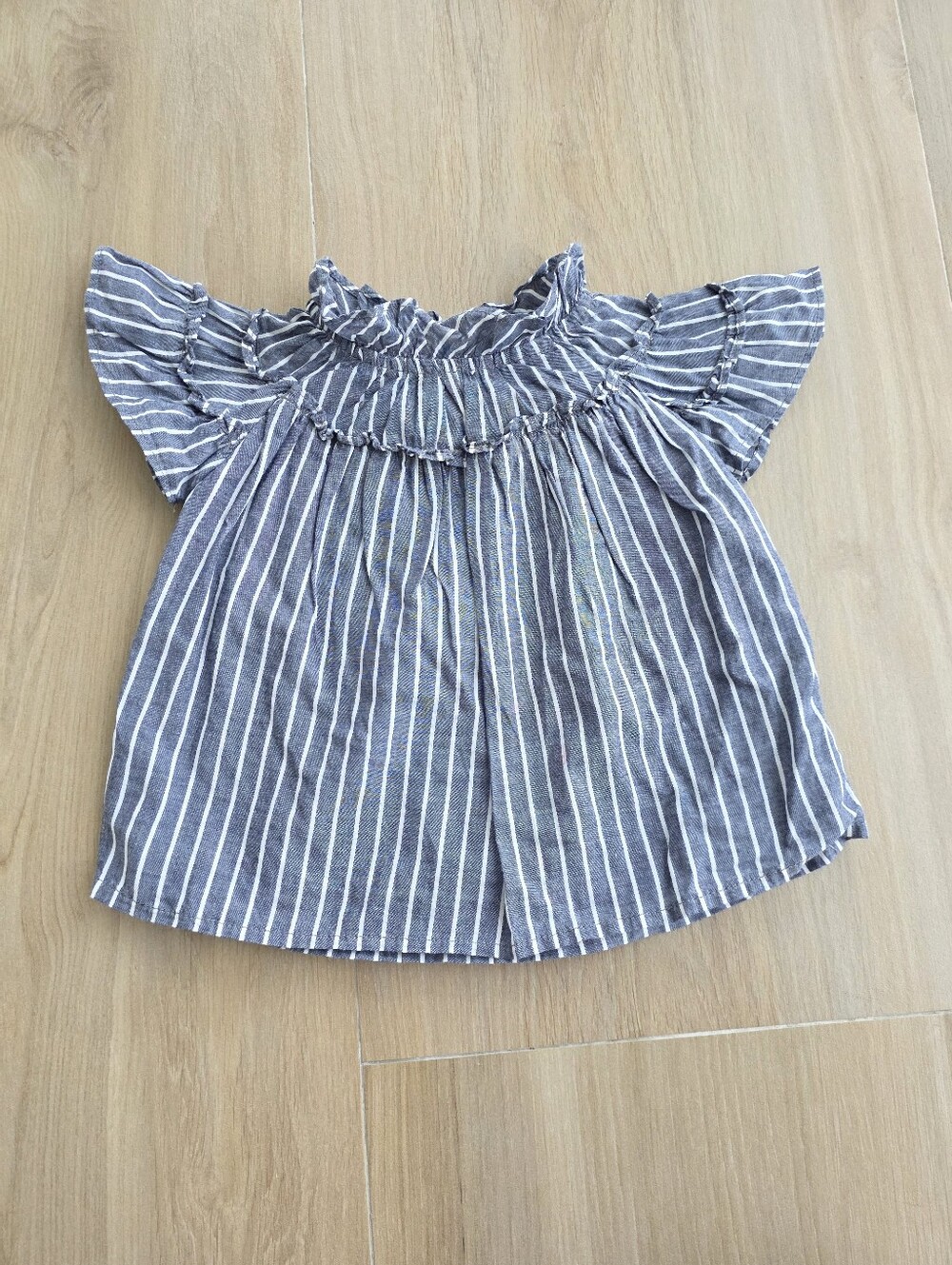Janie and Jack Baby Girl Blouse Top 6-12M | Blue Striped